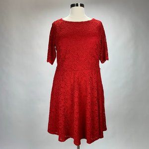 Woman's Red A-Line Lace Skirt